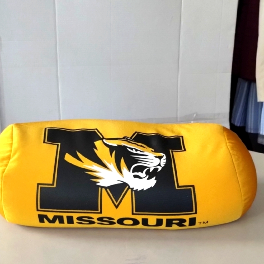 Missouri Tigers Logo Yellow Bolster Pillow Academia Collegiate Sporty Merch